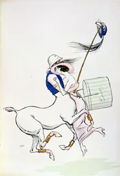 Tangoville sur Mer, Karikatur von Coco Chanel (1883-1971) tanzend mit Arthur 